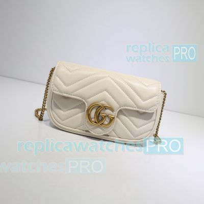 Replica Gucci GG Marmont Super Mini White Flap Baguette Bag